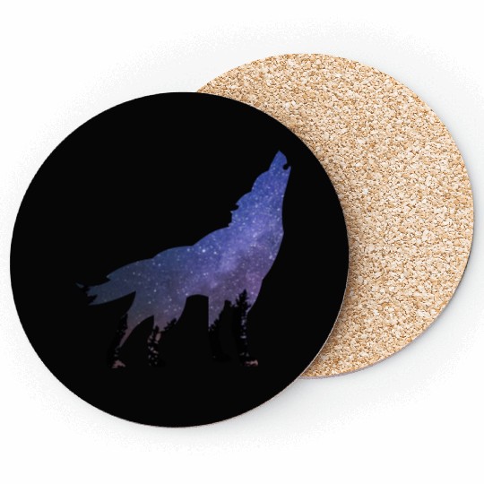 Wolf wolves galaxy howl Coasters
