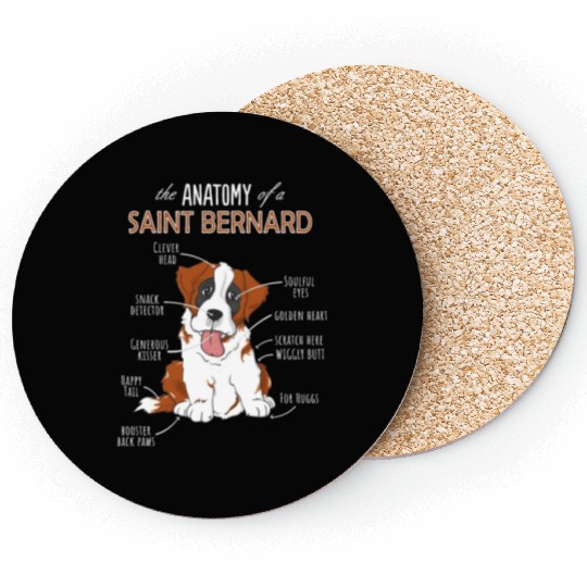 The Anatomy Of A Saint Bernard - Funny Dog Coasters