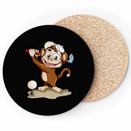 Monkey Playing Golf Minigolf par stroke Coasters hole