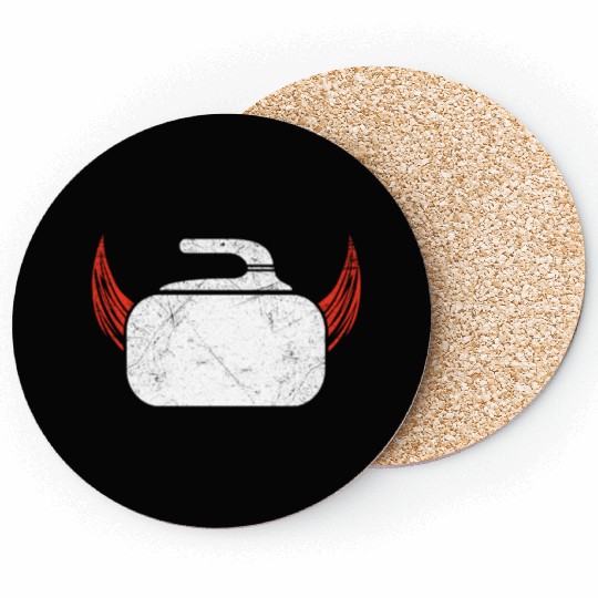 Curling Devil Ice Sports Sweeper Ice Rink Gift Coasters