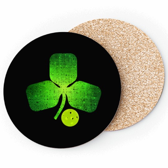 Pickleball St Patricks Day Shamrock Irish Coasters