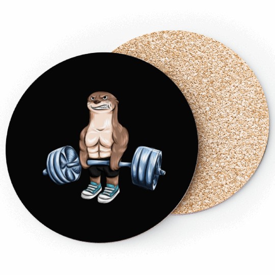Otter Weight Lifting Gift Gym Fitness Men Coasters