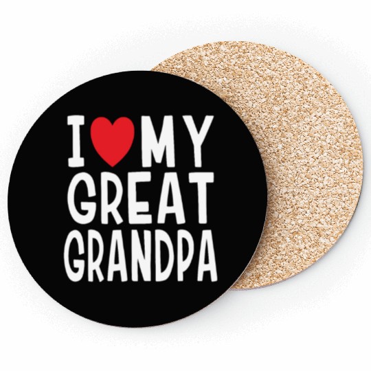 I Love My Great Grandpa Family Love Heart Gift Coasters