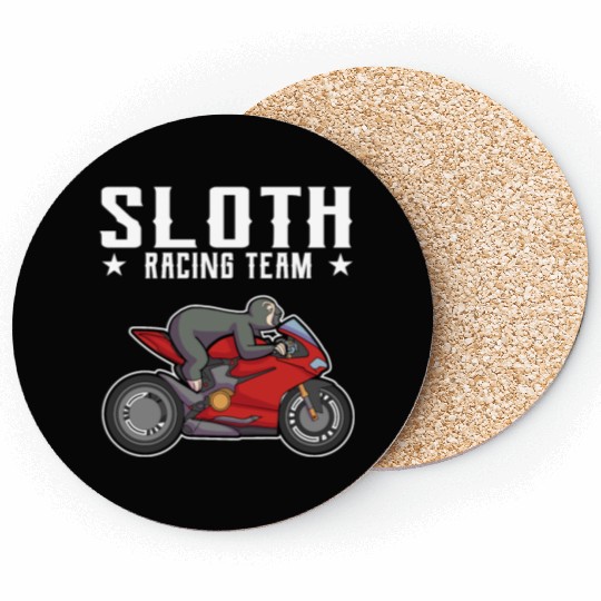 Sloth Racing Team Biker Motorcycle Gift Coasters
