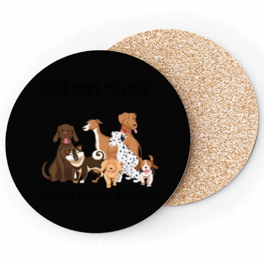 dogs make me happy humans make my head hurt husky Coasters