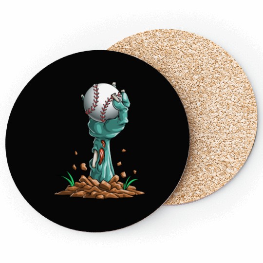 Zombie Hands Baseball Funny Halloween Horror Scary Coasters