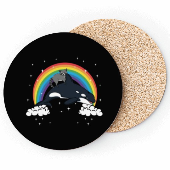 Raccoon Trash Panda Funny Orca Killer Whale Gift Coasters