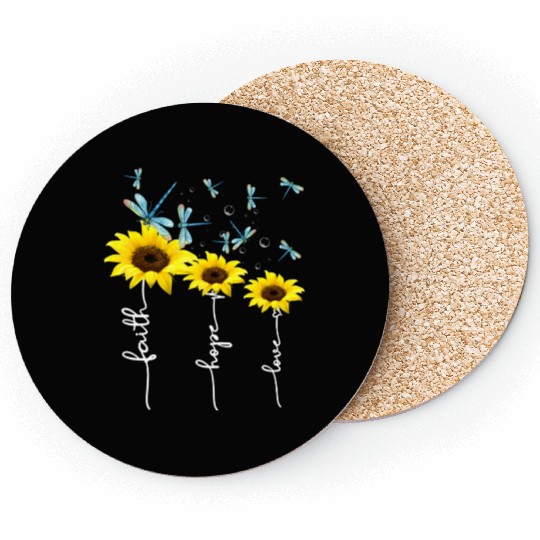 Faith hope love sunflower Coasters