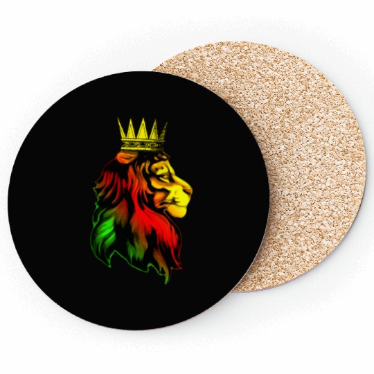 Reggae rasta lion with cr Coasters
