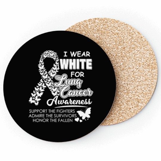 Men Women I Wear White For Lung Cancer Awareness Coasters
