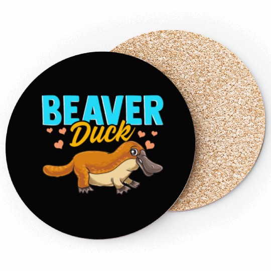 Beaver Duck Platypus Pun Cute Duck Billed Platypus Coasters