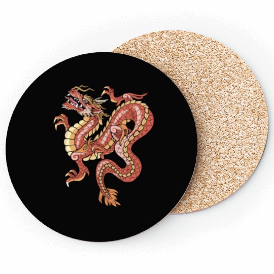 big red chinese dragon Coasters