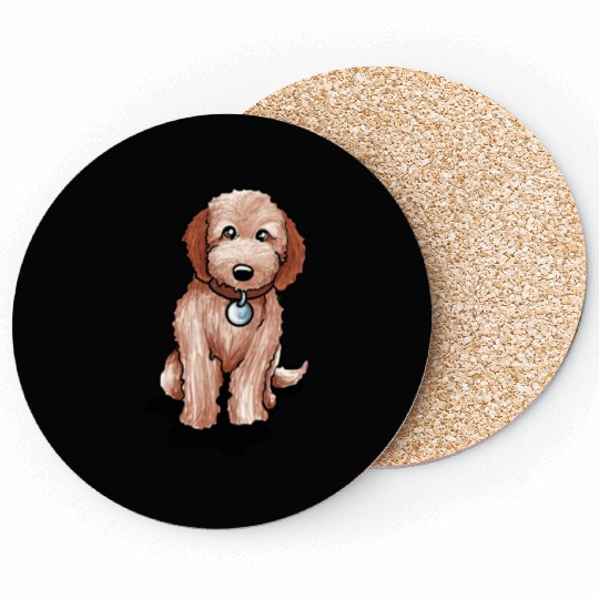 Cute Goldendoodle Puppy Gift Golden Doodle Print Coasters