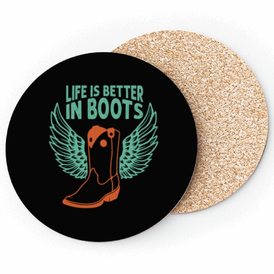Cowboys & Cow Girls winged Boots Apparel Coasters