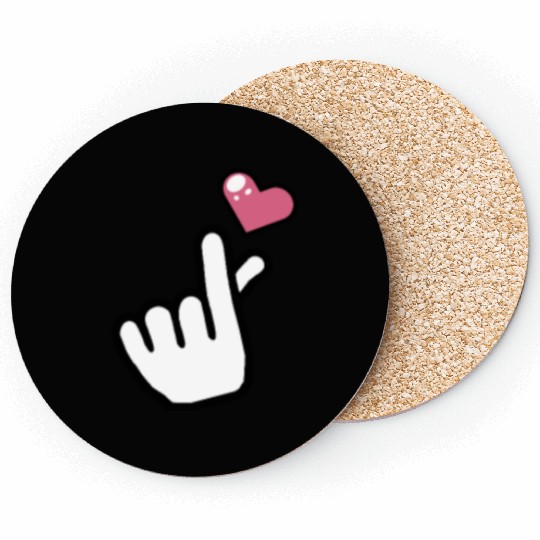 heart finger korean pop Coasters