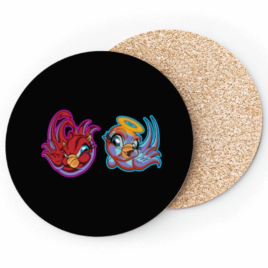 bird heaven angel vs. bird hell devil Coasters