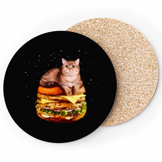 Hamburger Space Cat Funny Kitty Gift Coasters