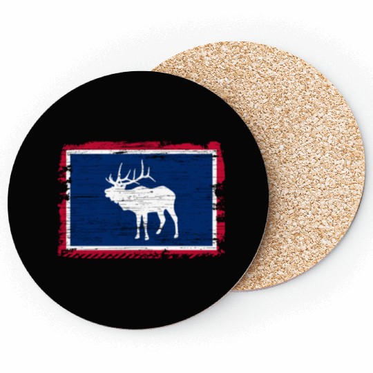 Wyoming Flag Elk Hunting Season For Deer Hunter Coasters