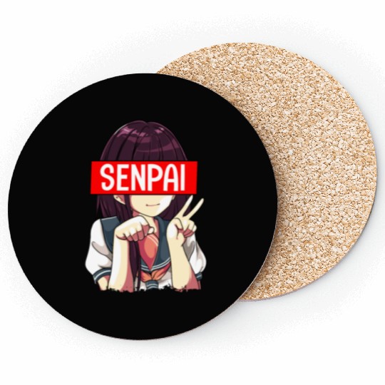 Senpai Anime Girl Japanese Cute Manga Kawaii Coasters