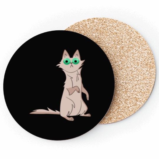 Funny hilarious shocked surprised grey cat cartoon Coasters