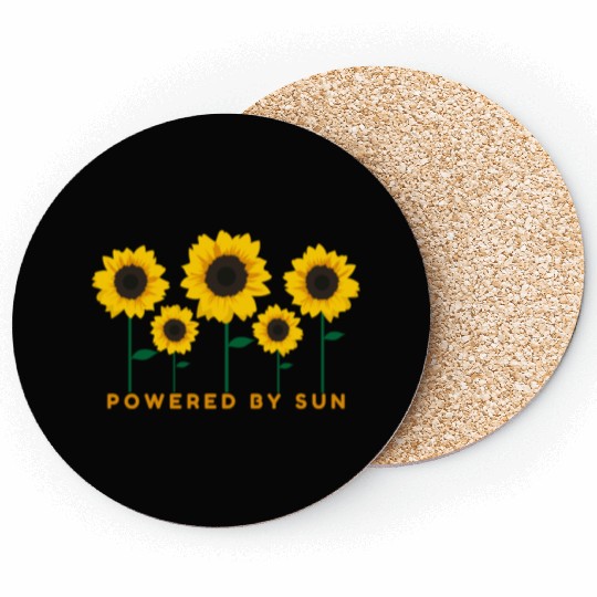 Sunflower Powered By Sun Summer Gift Idea Coasters