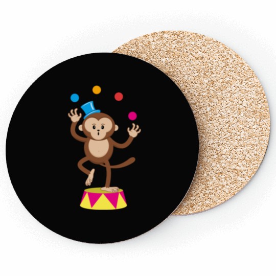 Cute Circus Monkey Ape Comic Cartoon Coasters