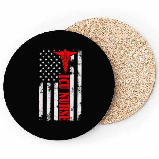 ICU Nurse Gift Registered Nurse Nursing July 4th Coasters