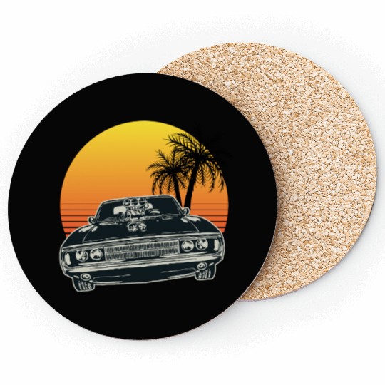 Muscle Car Sunset Coasters