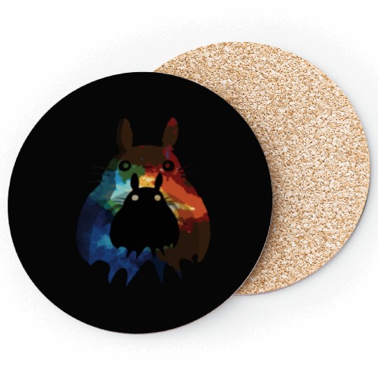 Totoro Watercolor Silhouette Fantasy Fictional Coasters