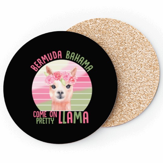 Funny Pretty Llama Pink Green Floral Slogan Coasters