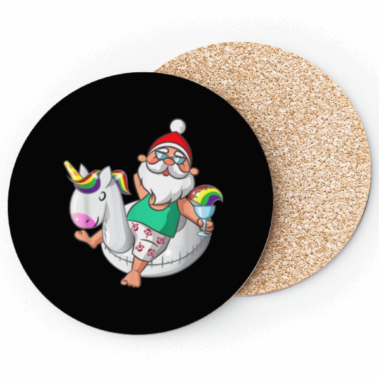 Christmas in July Santa Hawaiian Unicorn Swim Coasters