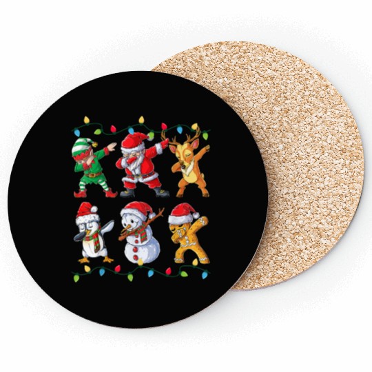 Dabbing Santa Elf Friends Christmas Kids Boys Coasters