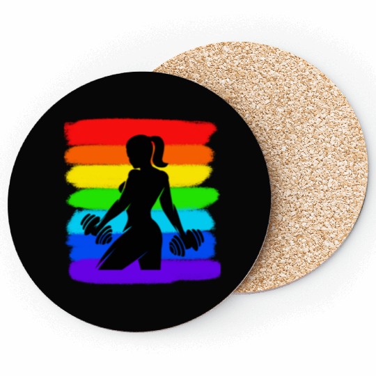 Fitness - Gym - Workout - Woman - Colorful Coasters