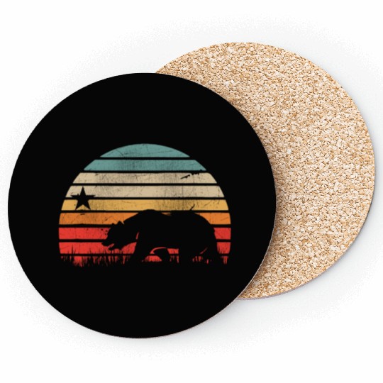 California Bear Retro Vintage Sunset Coasters