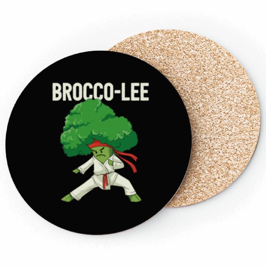 Brocco Lee Broccoli Karate Vegan Vegetarian MMA Coasters