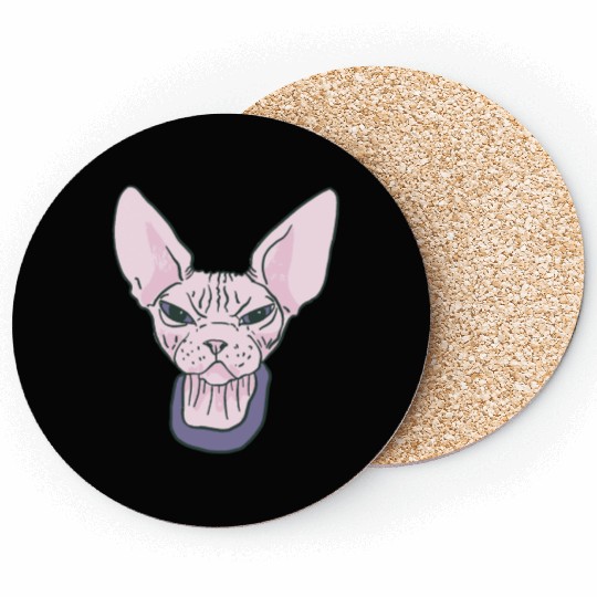 grumpy catpinkGrumpy Sphinx Cat - Purple Coasters