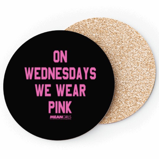 Mean Girls Pink On Wednesday Square Text Coasters