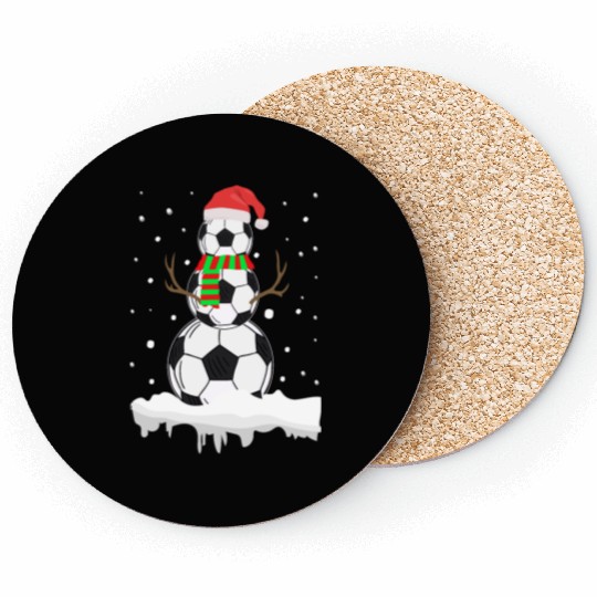 Christmas Funny Soccer Ball Snowman Xmas Sport Coasters