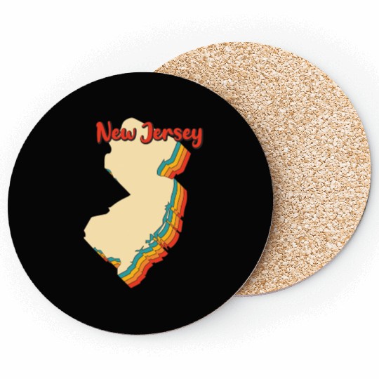 New Jersey Map Outline Vintage Retro Nj Home State Coasters