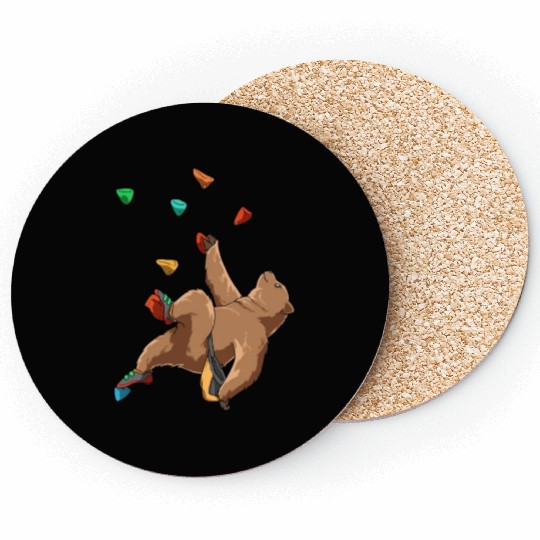 Grizzly Bouldering and Rock Climbing Gift Coasters