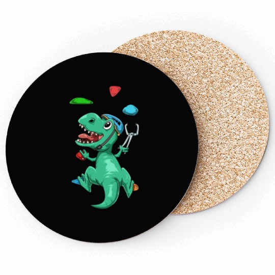 Funny T-Rex Bouldering and Rock Climbing Gift Coasters