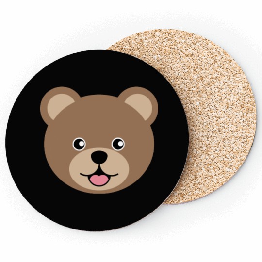 Cute Brown Teddy Bear Face Coasters