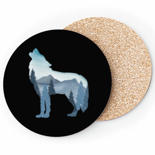 Alpha Wolf Art - Nature Background Coasters
