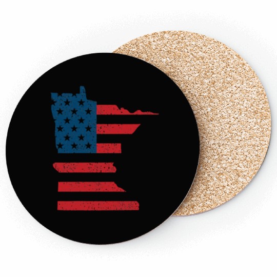 Minnesota Vintage American Flag USA Patriotic Coasters