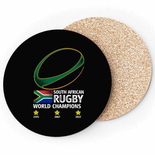 South African Rugby Bokke Triple World Champions 2 Coasters