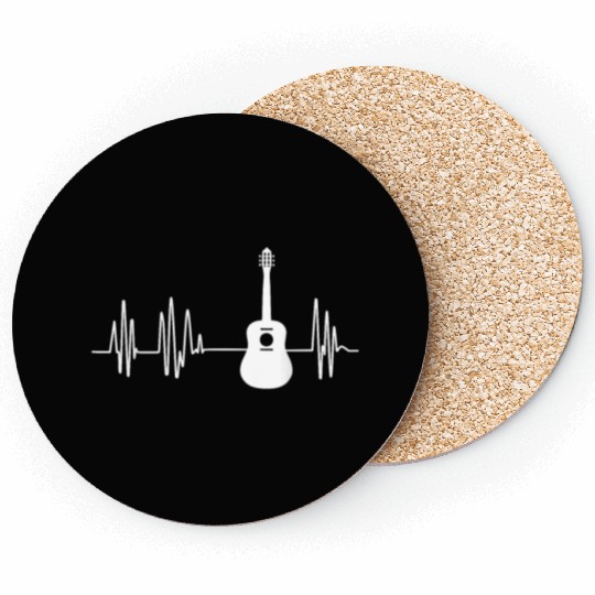 Acoustic Guitar Heartbeat Guitar Musician Coasters