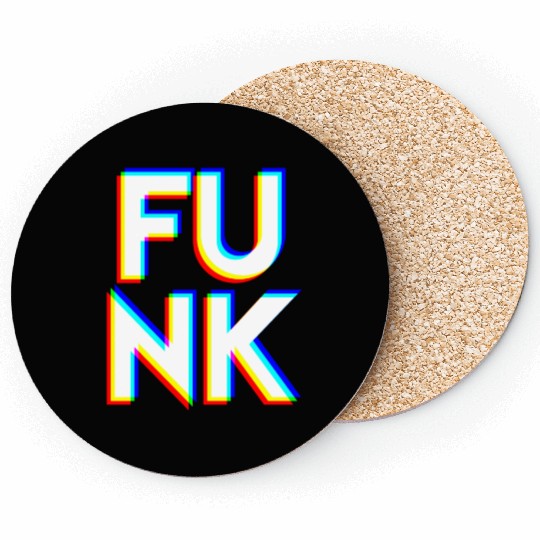 Funk in Big Bold CMYK Letters Be The Meme Coasters