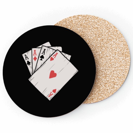 Traditional Tattoo Four Aces Playing Card Game Coasters