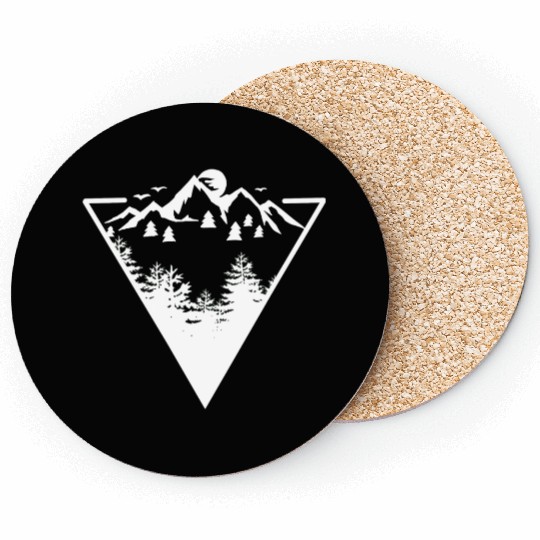 Triangle frame artwork with wilderness landscape Coasters