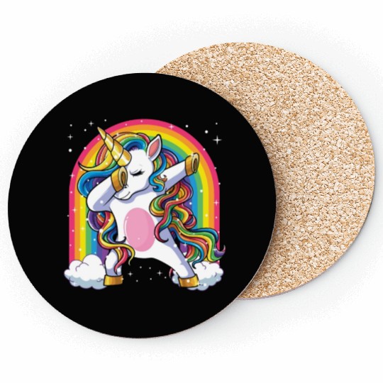 Dabbing Unicorn Rainbow Girls Kids Dab Unicorn Coasters